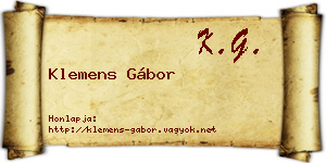 Klemens Gábor névjegykártya